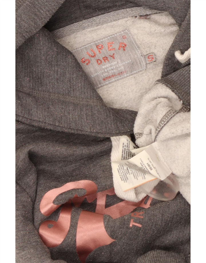 SUPERDRY Jersey con capucha gráfica para mujer UK 10 Small Grey Poliéster