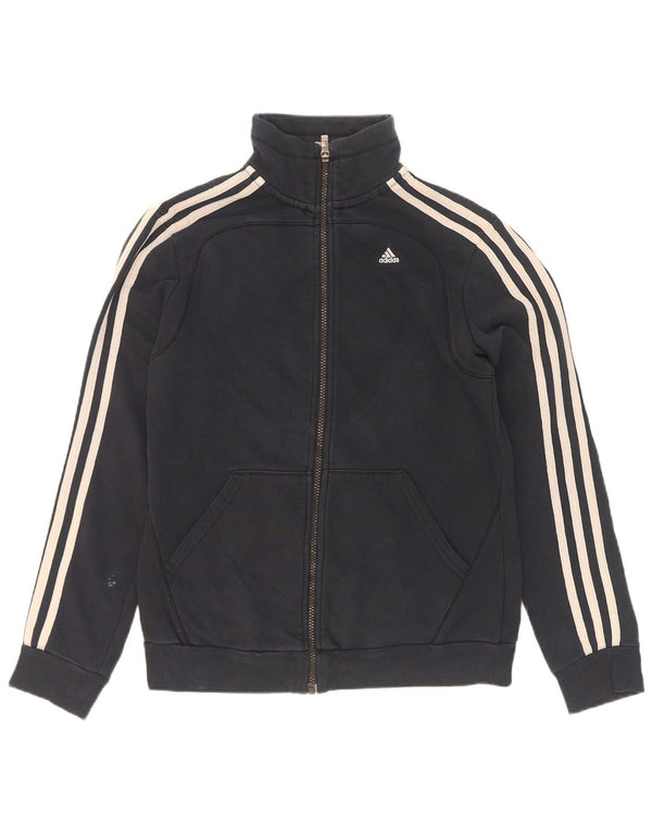 Adidas Mujer Chándal Top Chaqueta Reino Unido 8/10 Pequeño Algodón Negro