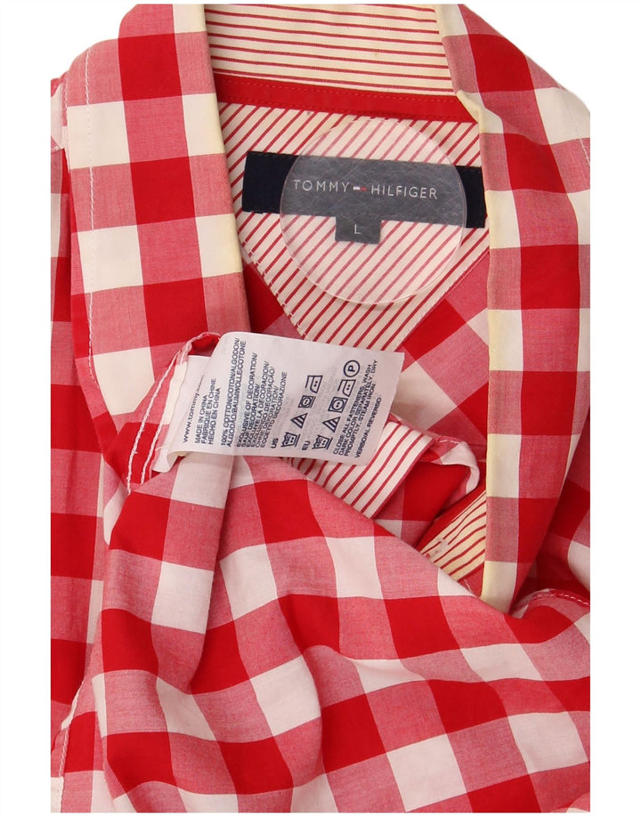 Tommy Hilfiger Camisa para hombre grande de algodón a cuadros rojo
