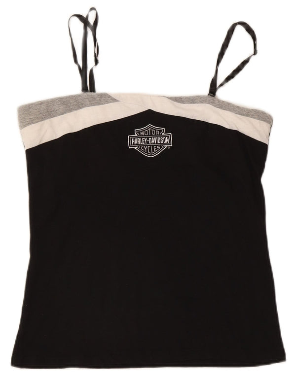 Harley Davidson Top corto gráfico para mujer UK 14 Grande Algodón negro