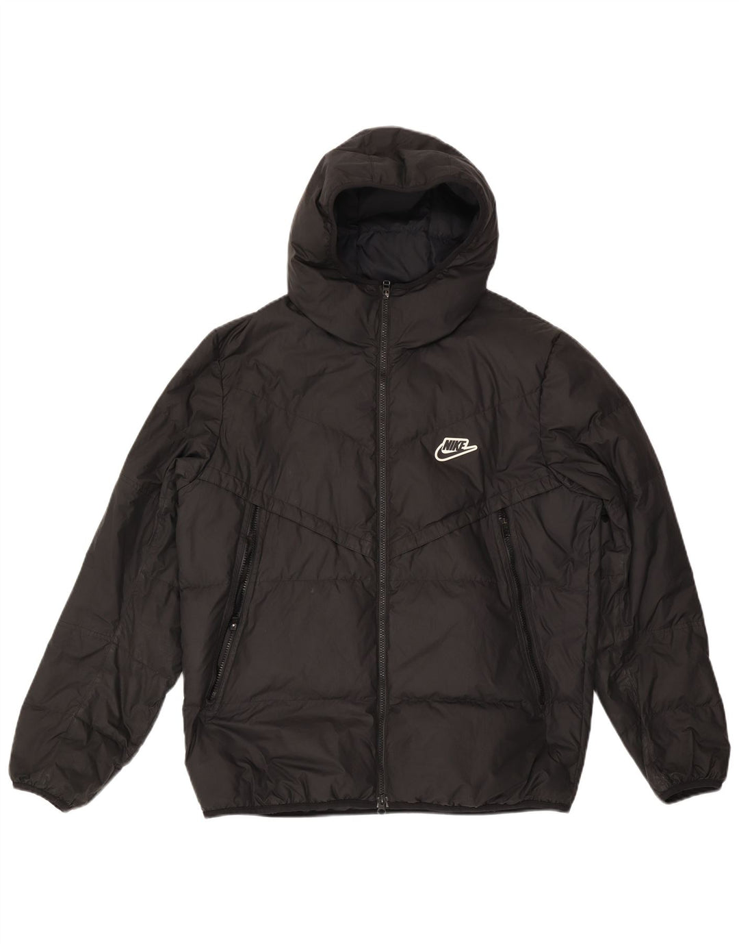 Nike - Chaqueta acolchada con capucha para hombre, talla 40, poliéster negro grande