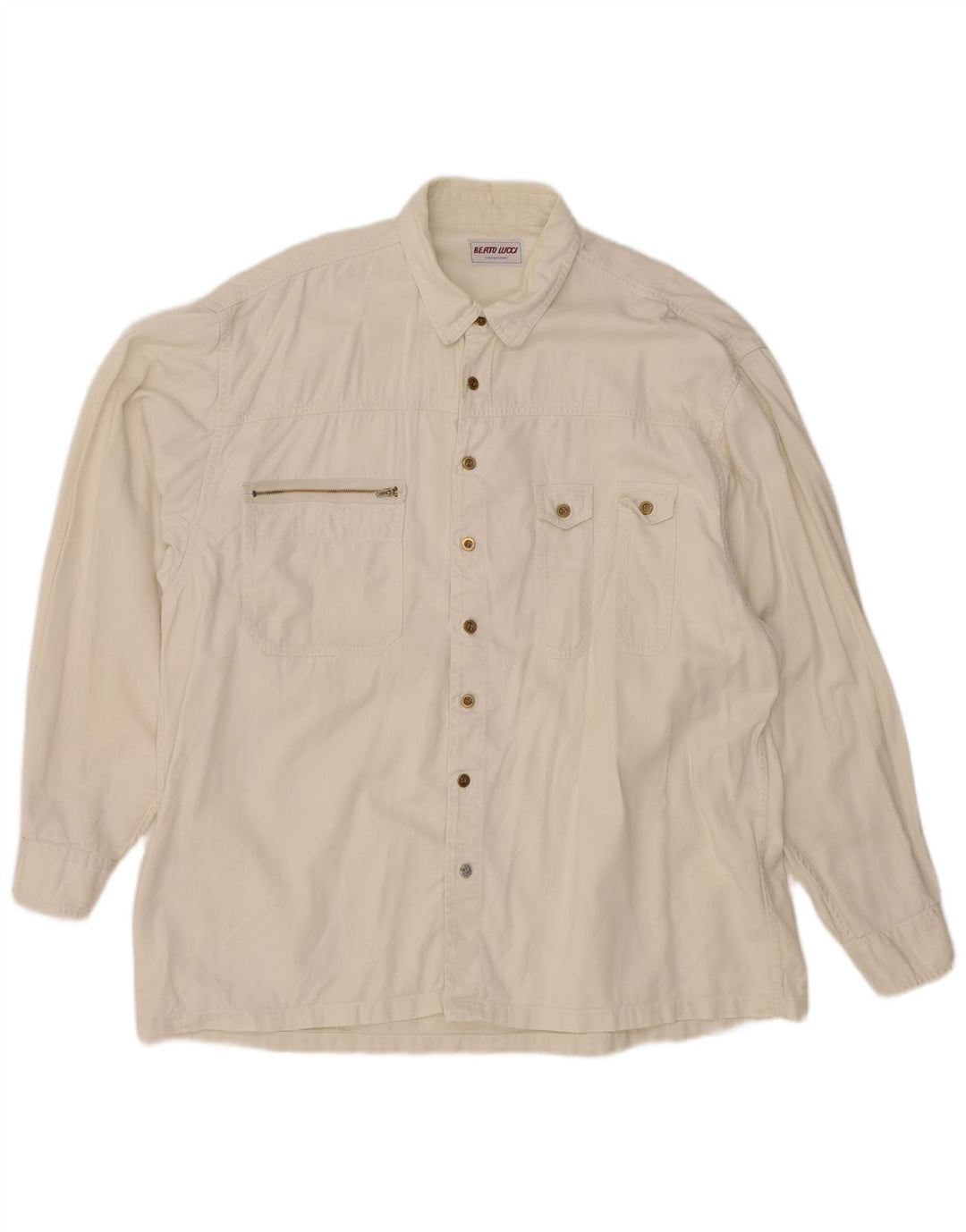 Berto Lucci Camisa Vaquera Hombre XL Algodón Blanco