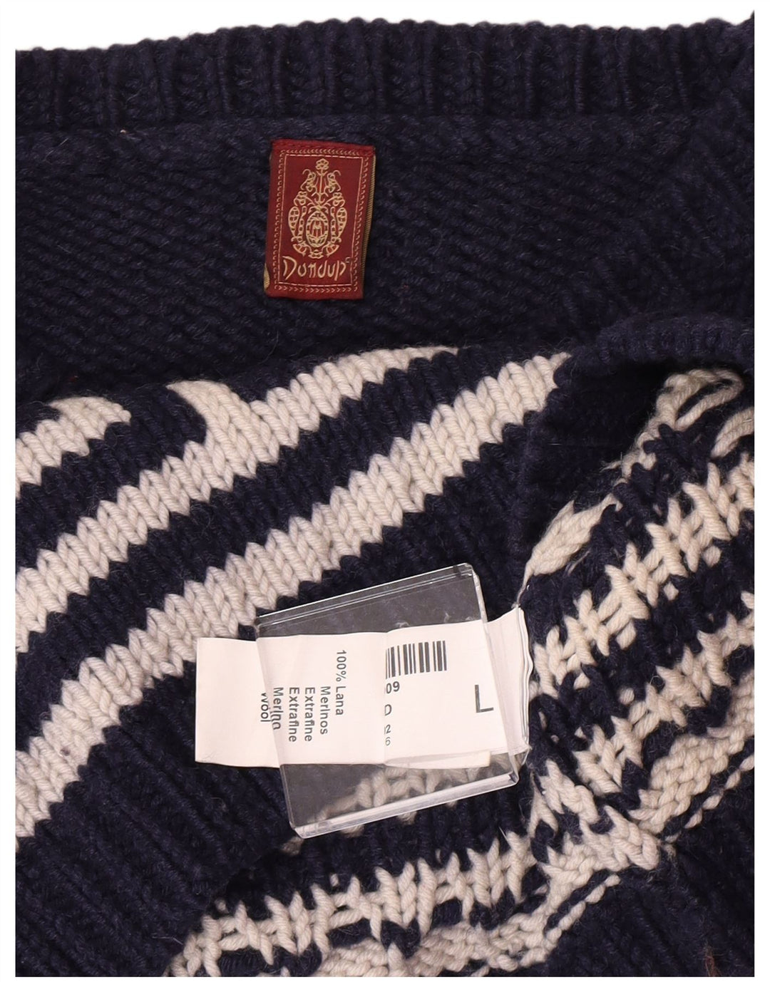 Dondup Jersey De Cuello Redondo Para Hombre De Lana Geométrica Azul Marino Grande