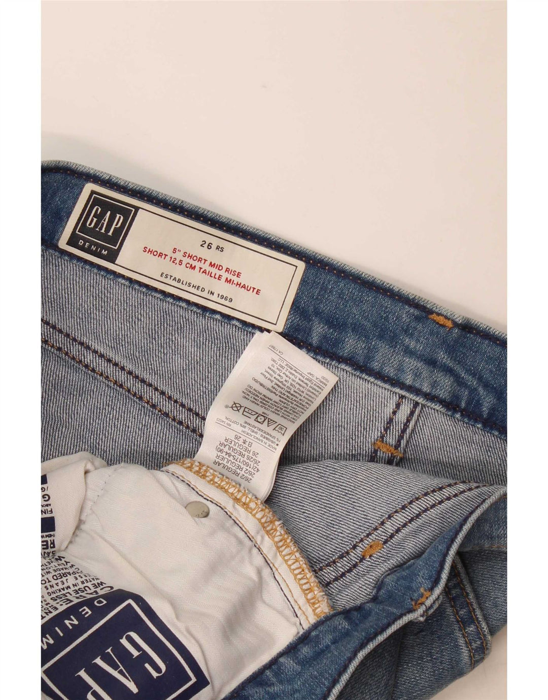 Shorts De Mezclilla De Talle Medio Para Mujer Gap W26 Algodón Azul Pequeño