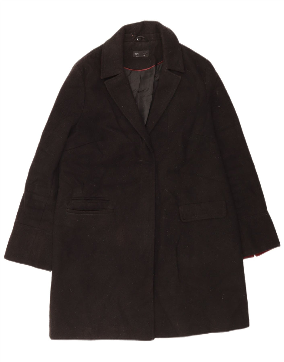 Topshop Abrigo extragrande para mujer UK 10 Small Poliéster negro