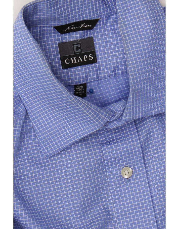 Chaps Camisa para hombre talla 15 1/2 algodón a cuadros azul mediano