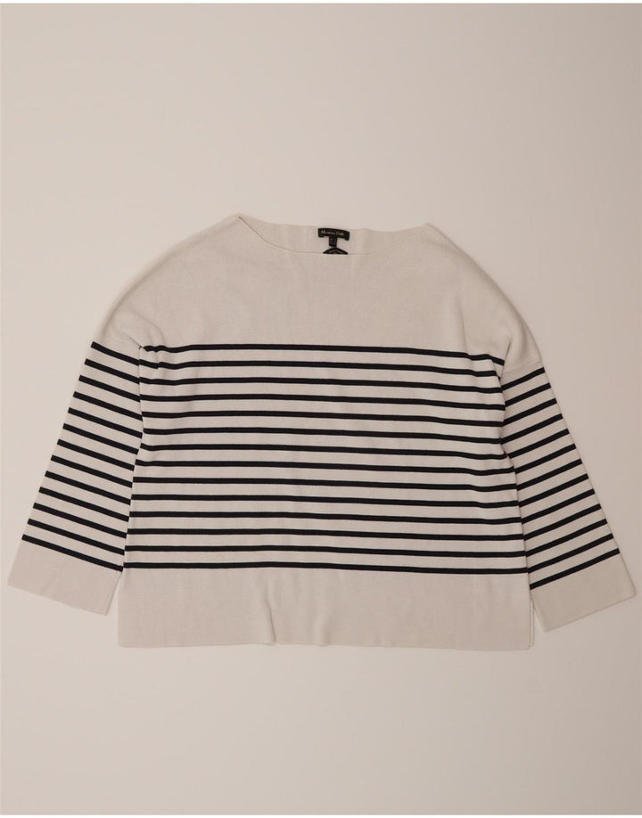 Massimo Dutti Top Extragrande Mujer Manga 3/4 UK 10 Small Blanco Rayas