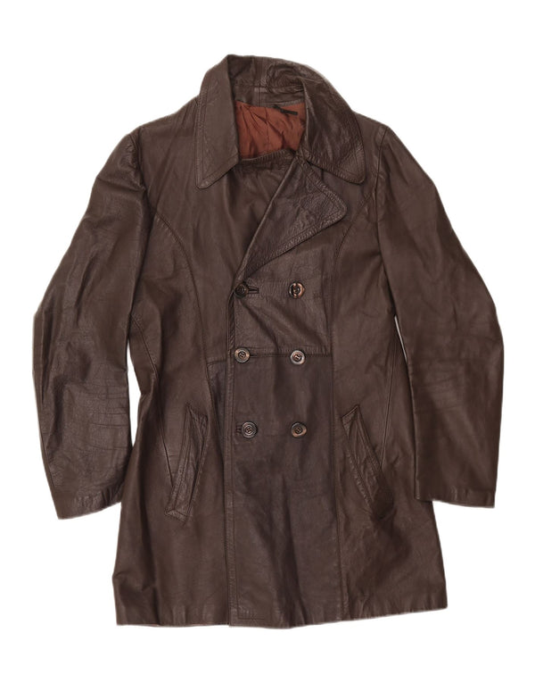 Abrigo de cuero para mujer VINTAGE IT 50 XL Marrón