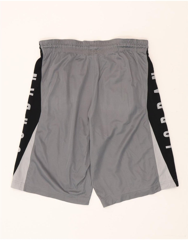 Jordan Shorts deportivos con estampado Dri Fit para hombre, poliéster con bloques de color gris pequeño