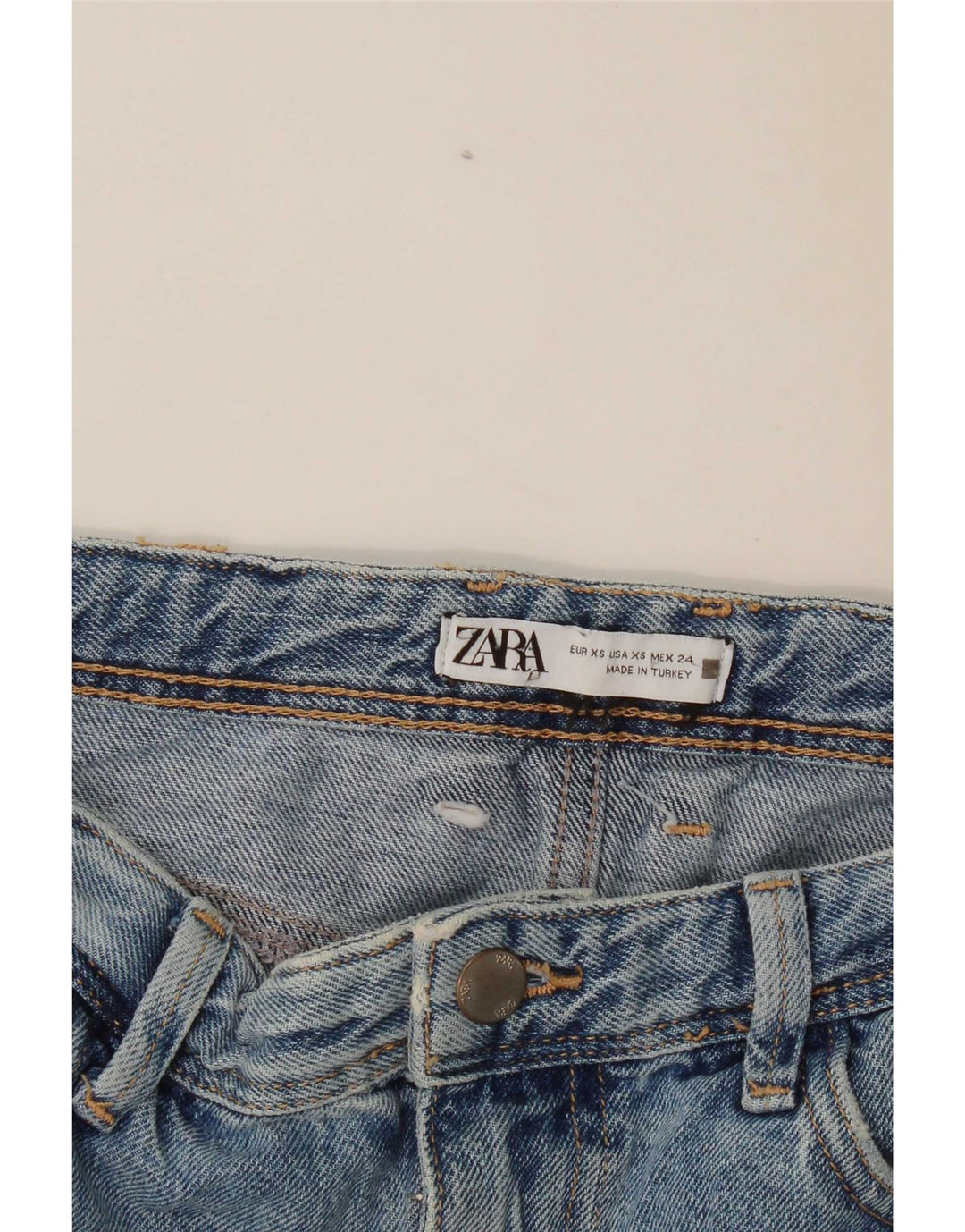 Zara Falda Vaquera Maxi Desgastada XS W24 Azul
