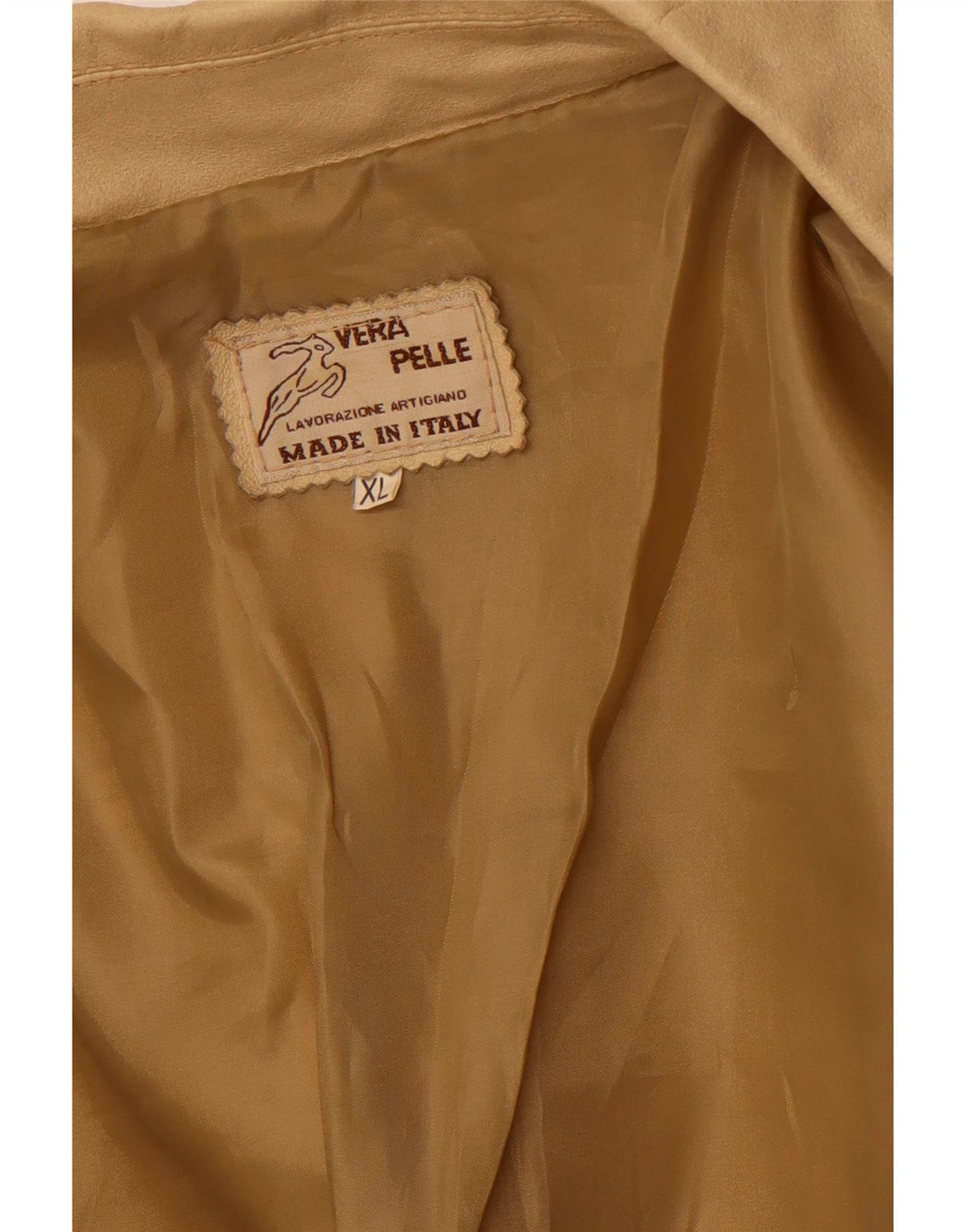 VINTAGE Chaqueta de cuero para mujer Reino Unido 18 XL Cuero beige