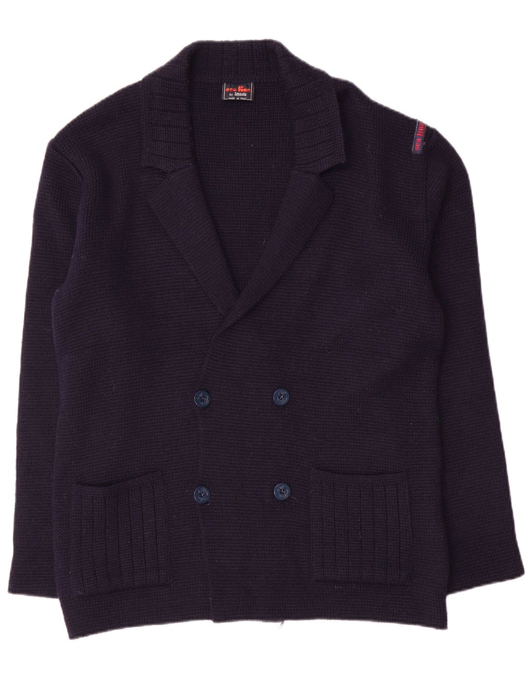Settebello - Cárdigan para hombre de lana azul marino mediano