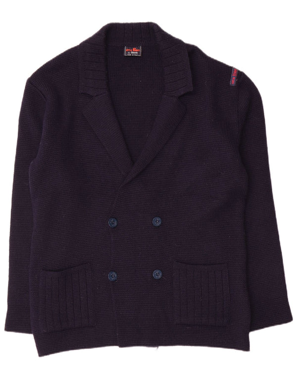 Settebello - Cárdigan para hombre de lana azul marino mediano