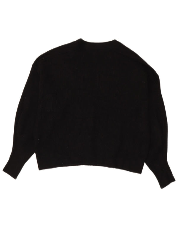 Zara Mujer Crop Suéter Cárdigan Extragrande UK 10 Small Viscosa Negra