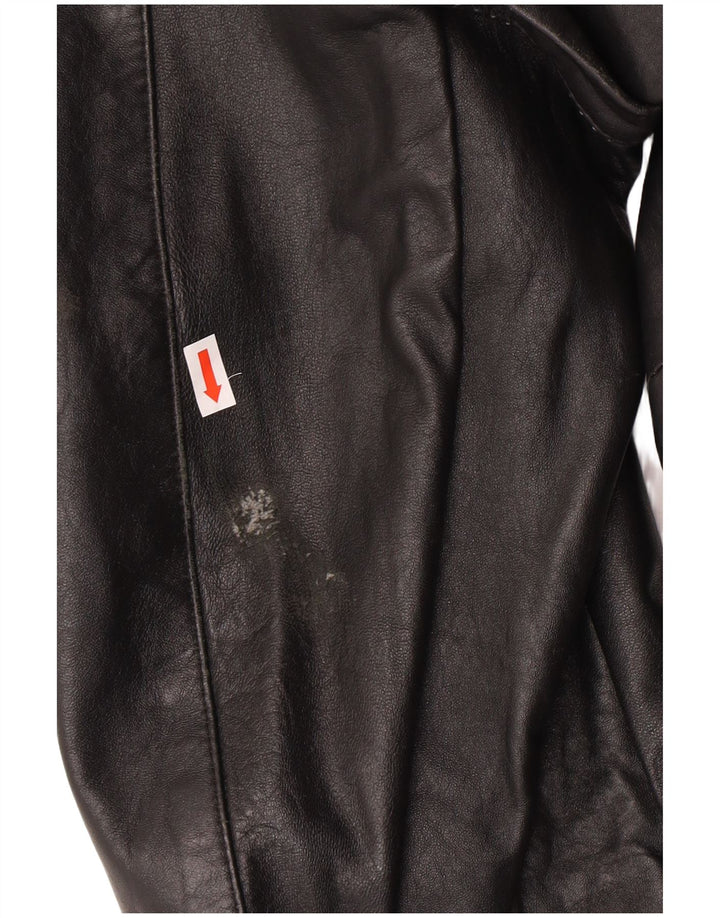 Vintage hombres doble pecho chaqueta de cuero Reino Unido 40 cuero negro grande