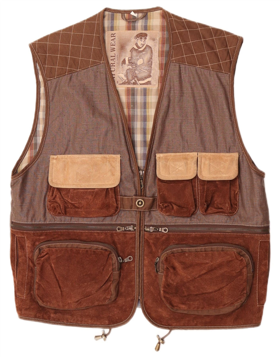Conbipel Chaqueta utilitaria Natural Wear para hombre IT 48 Marrón medio Colorblock