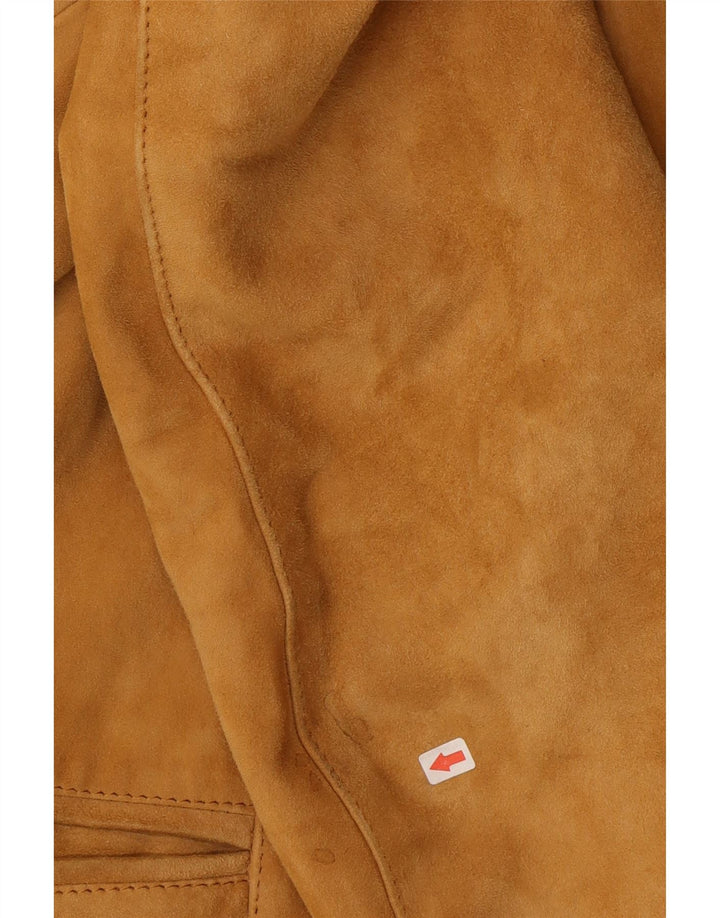 Monpel Chaqueta Blazer de Ante con 2 Botones para Mujer IT 48 XL Cuero Beige
