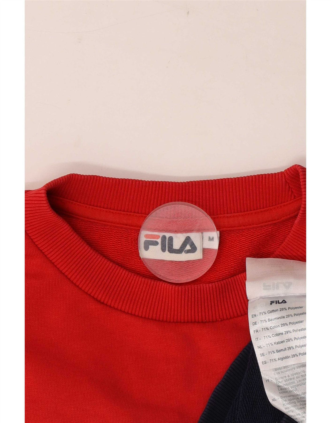 Fila - Sudadera gráfica para mujer (talla 40), algodón color block mediano, color rojo