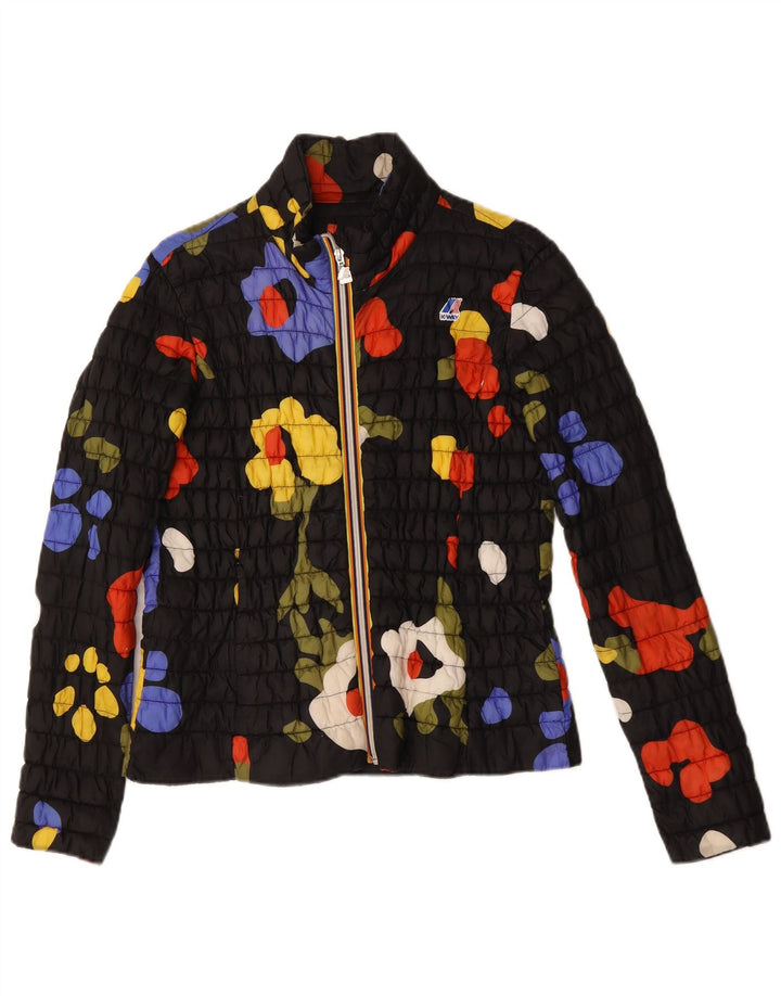 K-Way Chaqueta acolchada para mujer UK 44 Grande Negro Floral