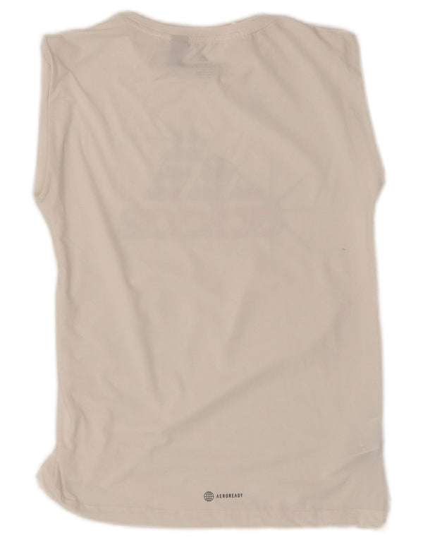 Adidas Camiseta sin mangas estampada para niña 13-14 años Poliéster blanco roto