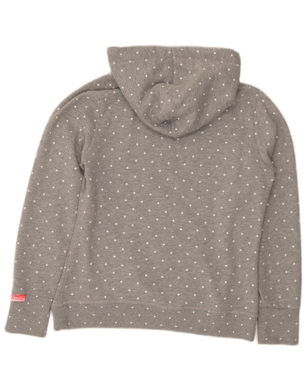 Superdry Jersey con capucha gráfica para mujer UK 40 XL Algodón con lunares grises