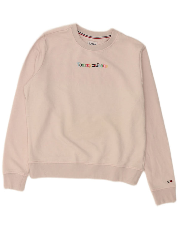 Tommy Hilfiger Sudadera de gran tamaño con estampado gráfico para mujer UK 10 Small Pink