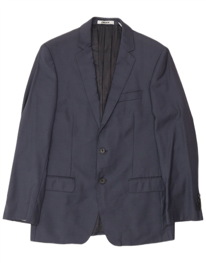Dkny Chaqueta tipo blazer de 2 botones para hombre UK 38 Mediana lana azul marino