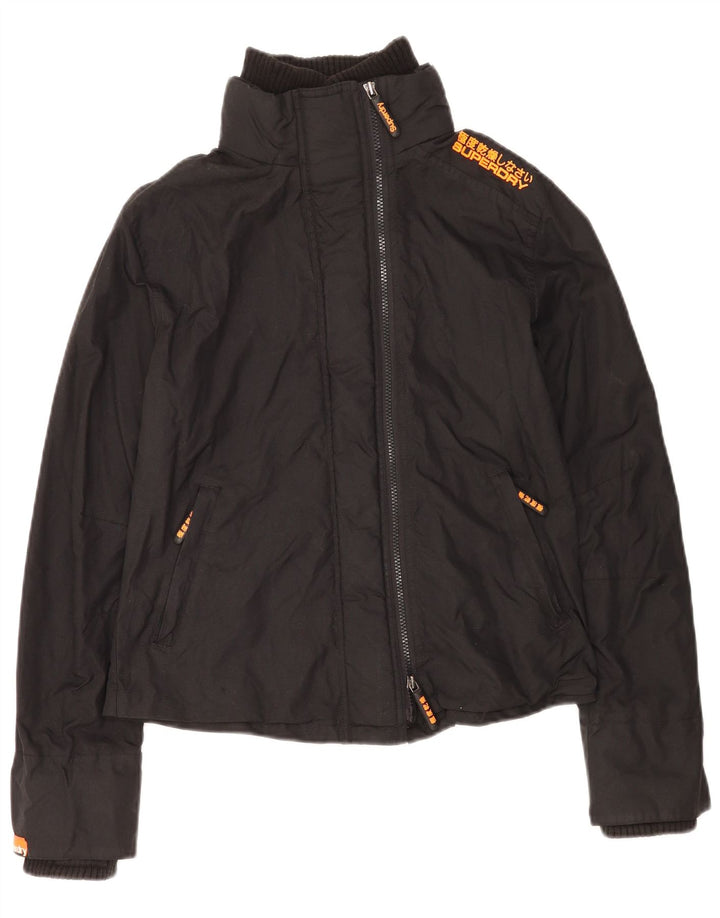 Superdry Chaqueta impermeable gráfica para mujer UK 46 Large Nylon negro