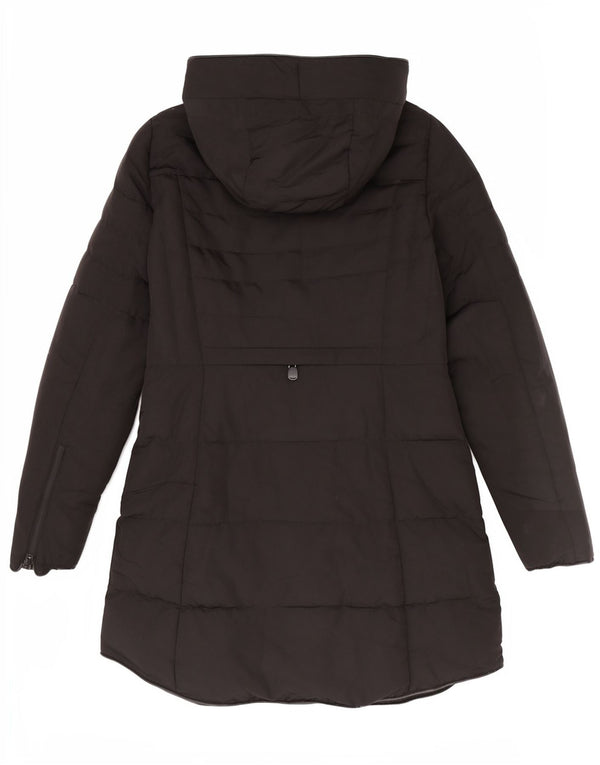 Zara Mujer Abrigo Acolchado Con Capucha UK 44 Medium Negro