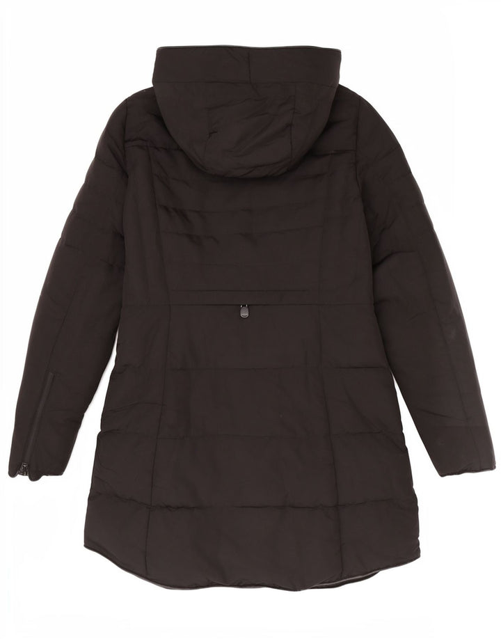 Zara Mujer Abrigo Acolchado Con Capucha UK 44 Medium Negro