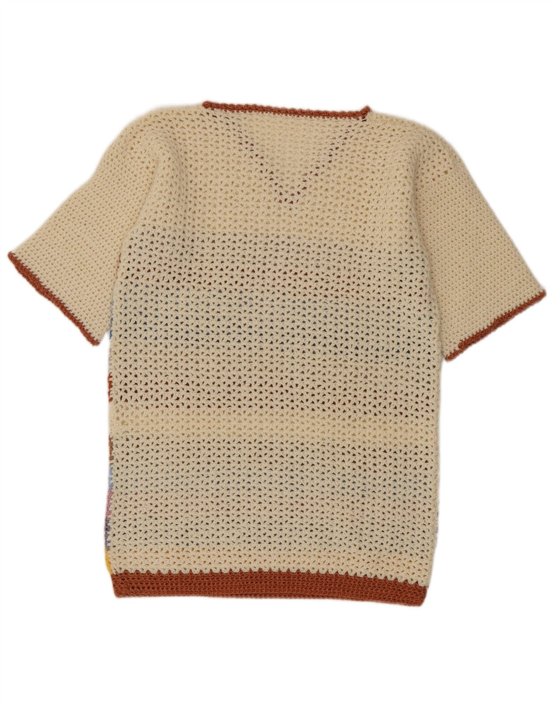 Vintage mujer V-cuello jersey suéter Reino Unido 14 medio multicolor rayas