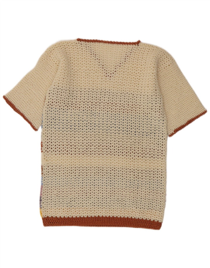 Vintage mujer V-cuello jersey suéter Reino Unido 14 medio multicolor rayas