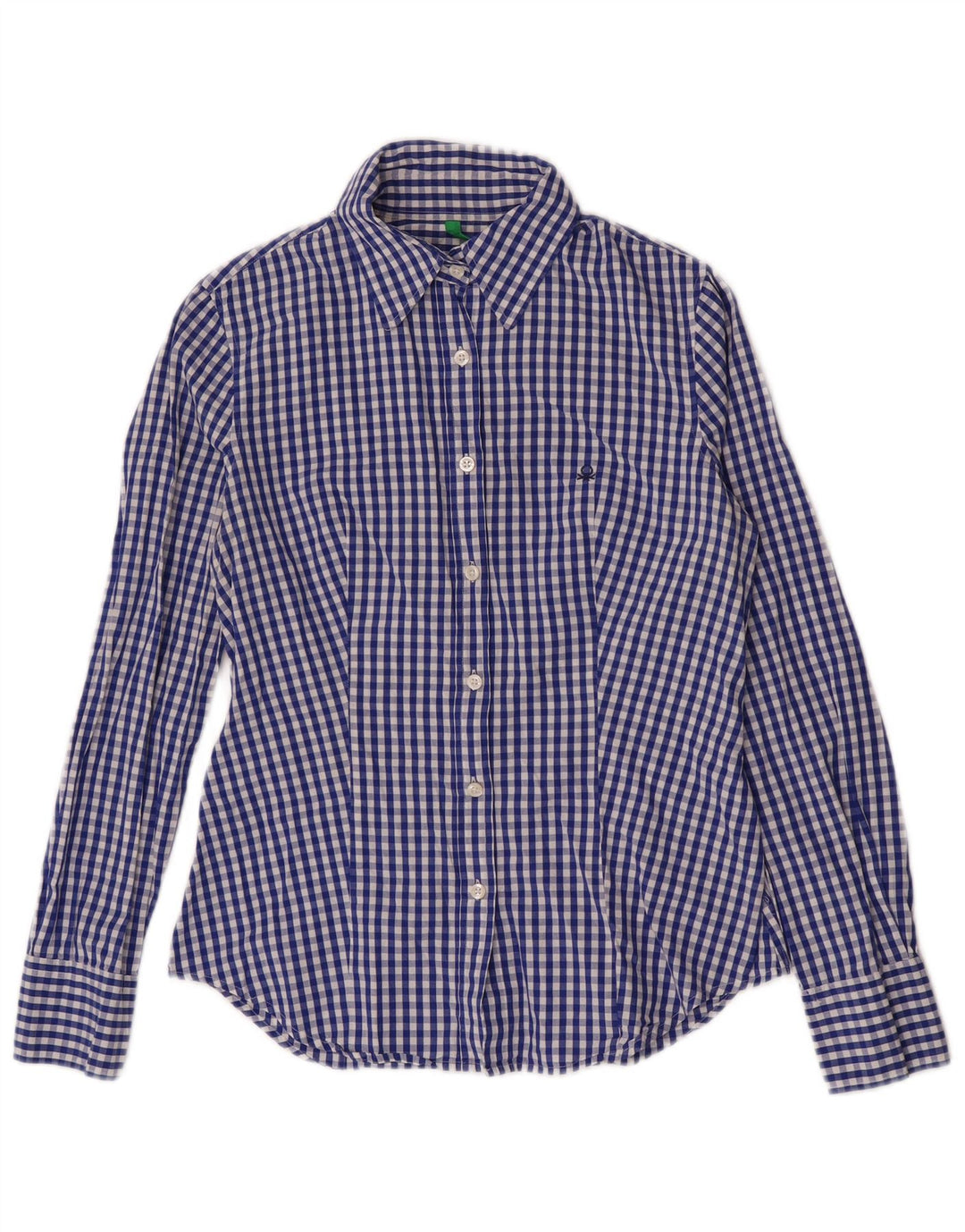 Camisa Benetton Mujer ES 40 Small Azul Marino Vichy