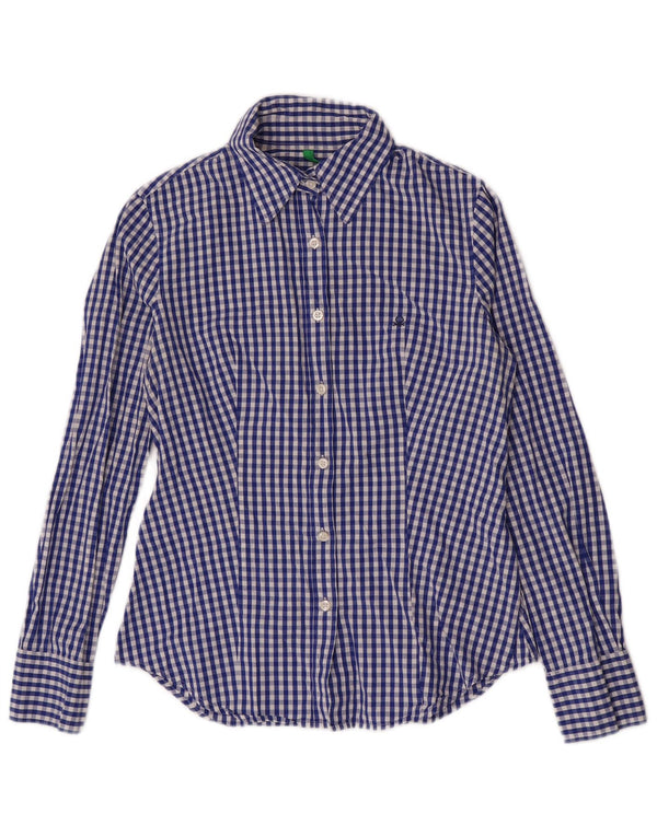 Camisa Benetton Mujer ES 40 Small Azul Marino Vichy