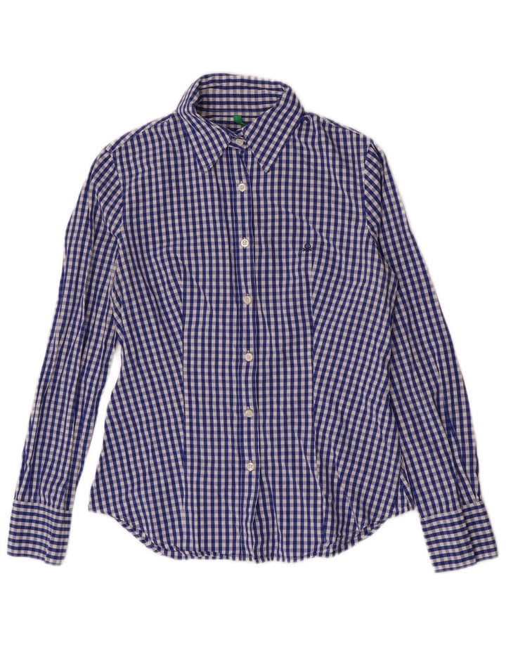 Camisa Benetton Mujer ES 40 Small Azul Marino Vichy