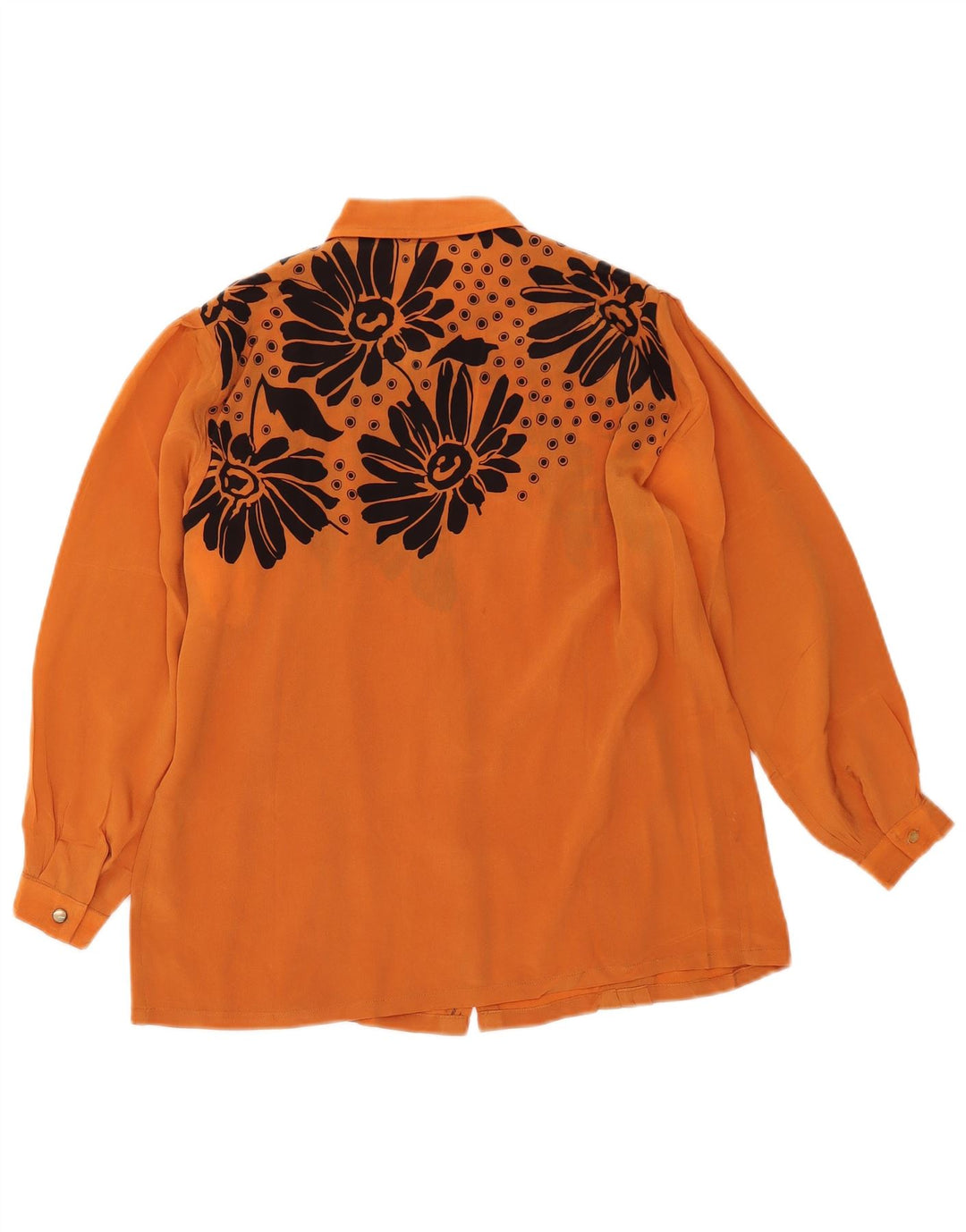 VINTAGE Blusa camisa mujer Reino Unido 16 Grande Naranja Floral