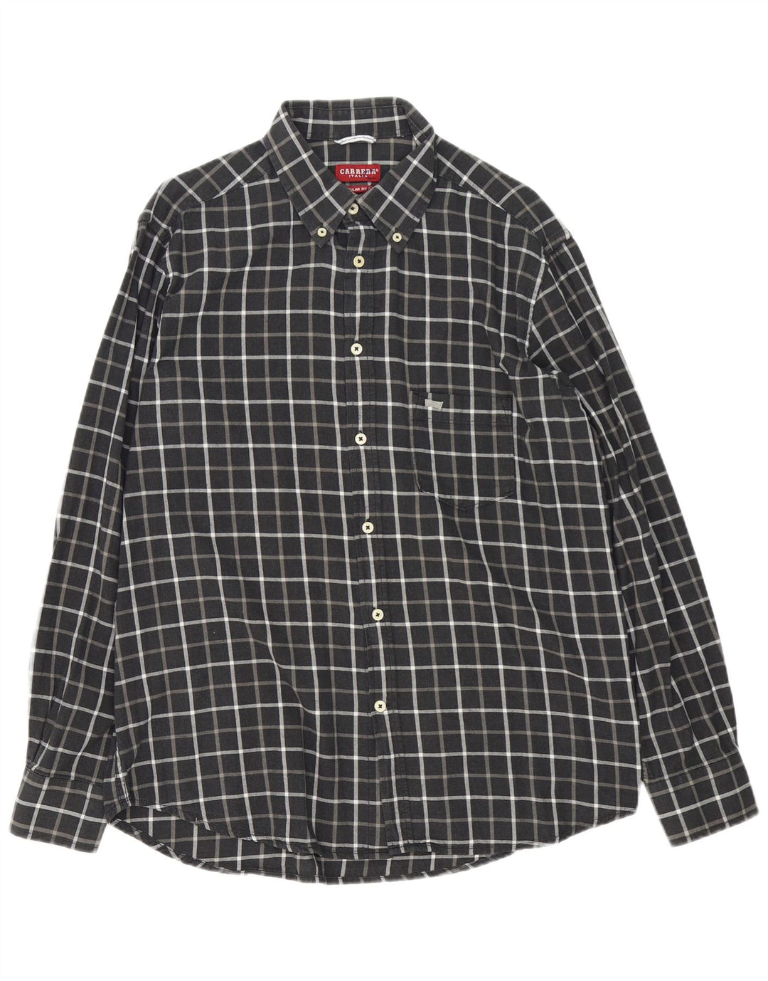 Camisa Carrera Regular Fit Hombre XL Algodón A Cuadros Gris