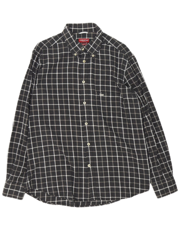 Camisa Carrera Regular Fit Hombre XL Algodón A Cuadros Gris