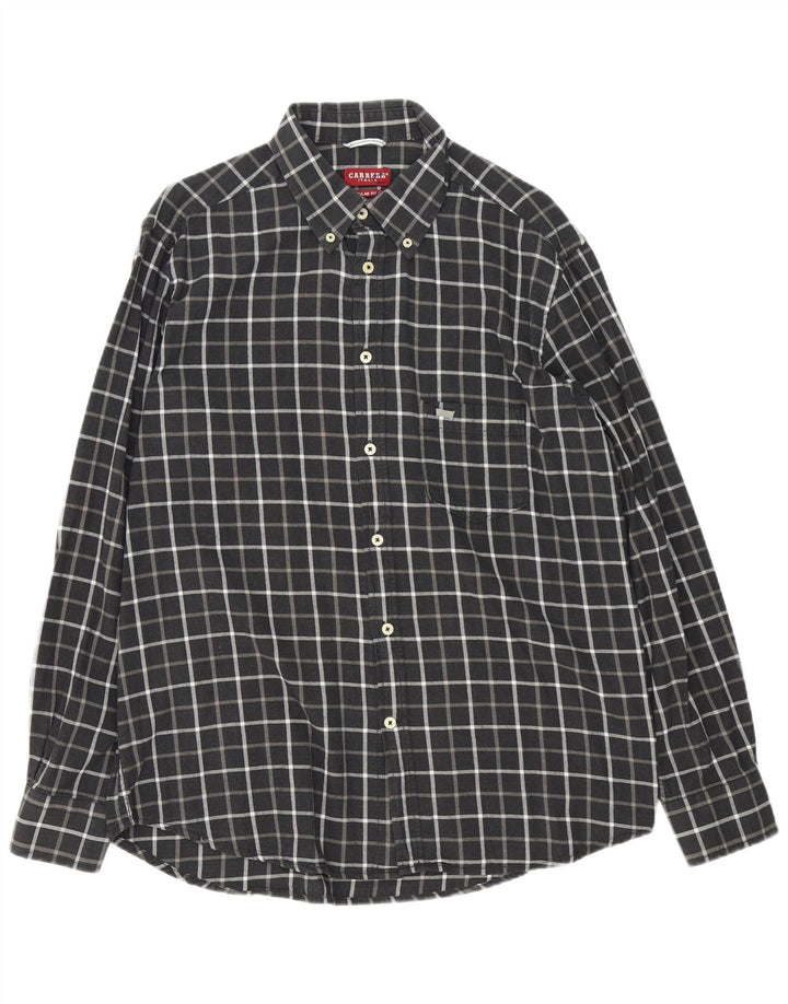 Camisa Carrera Regular Fit Hombre XL Algodón A Cuadros Gris