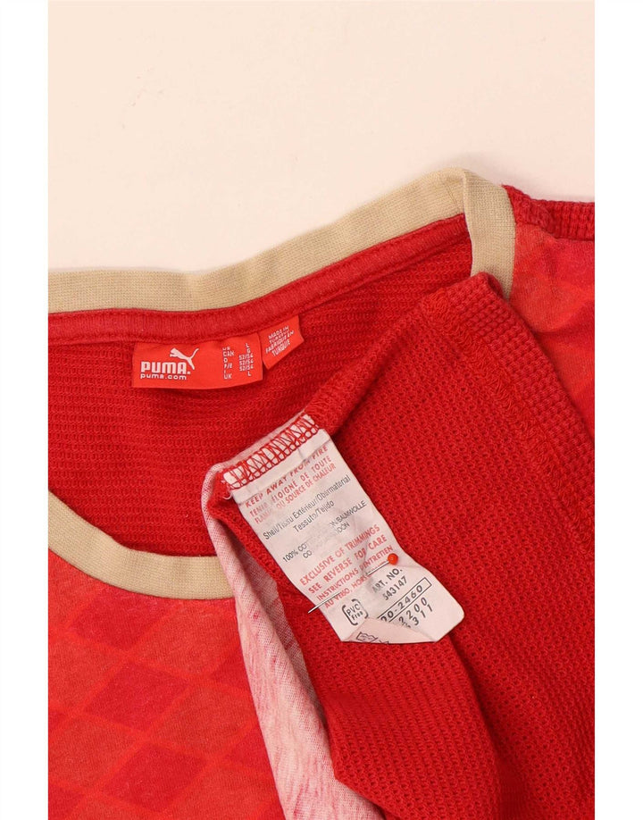 Puma Hombre Gráfico Chaleco Top Grande Rojo Geométrico Algodón