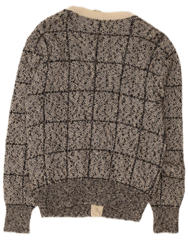 Valentino Hombre Cárdigan Sueter Small Gris Cuadros Algodón