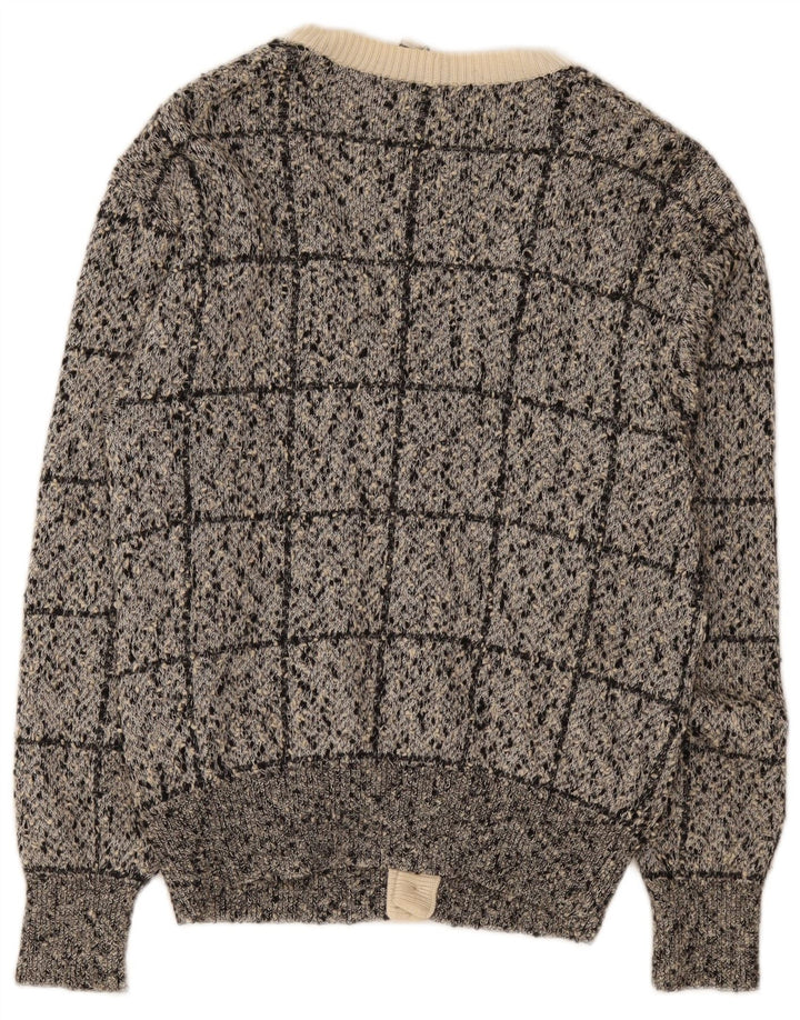 Valentino Hombre Cárdigan Sueter Small Gris Cuadros Algodón