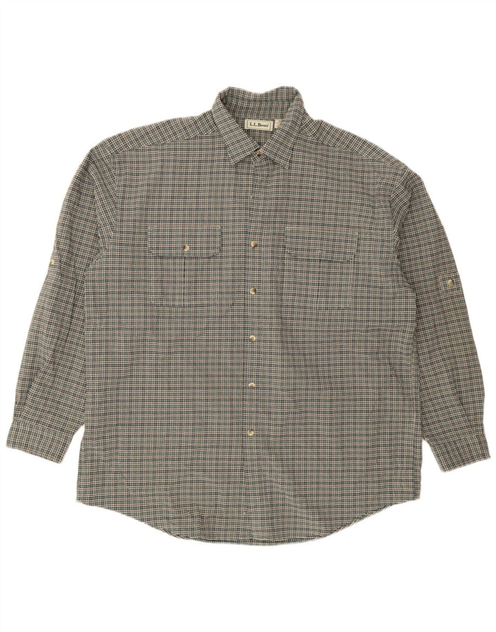 L.L.Bean Camisa de franela para hombre XL Poliéster a cuadros verdes