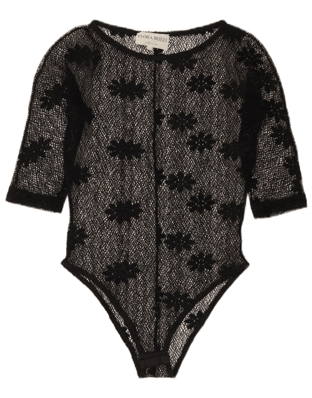 Vintage mujer ver a través de encaje body IT 42 medio negro floral