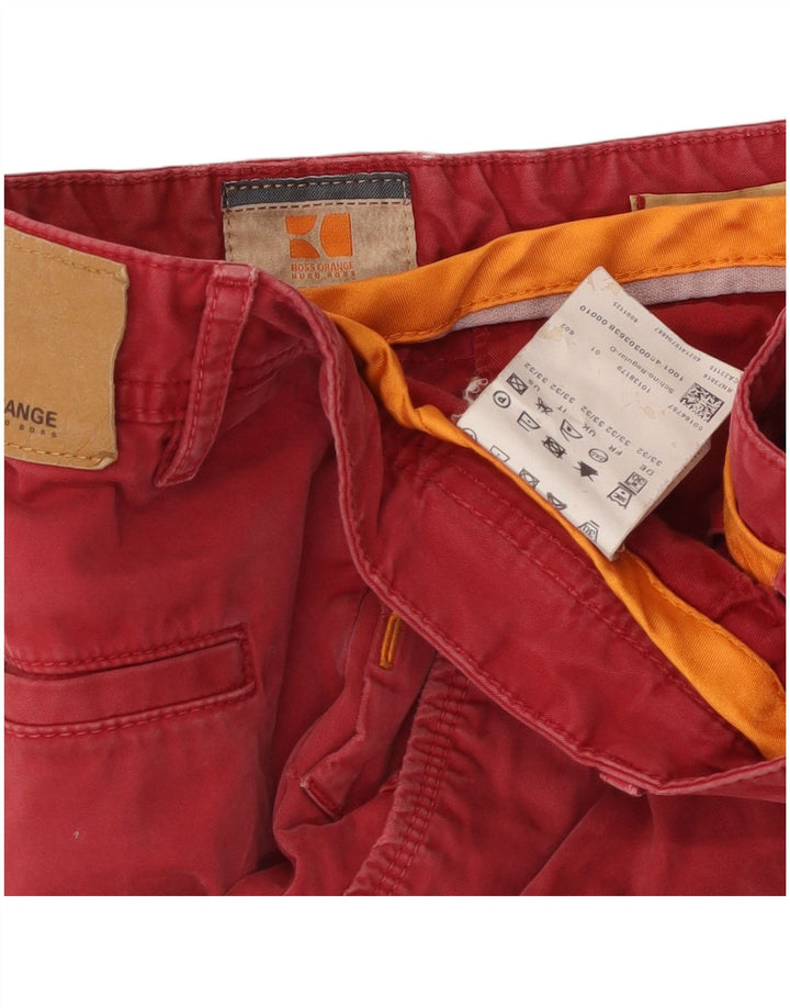 Pantalones cortos chinos Hugo Boss para hombre W33 Algodón rojo medio
