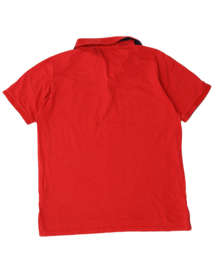 Weird Fish Polo para hombre de algodón rojo grande