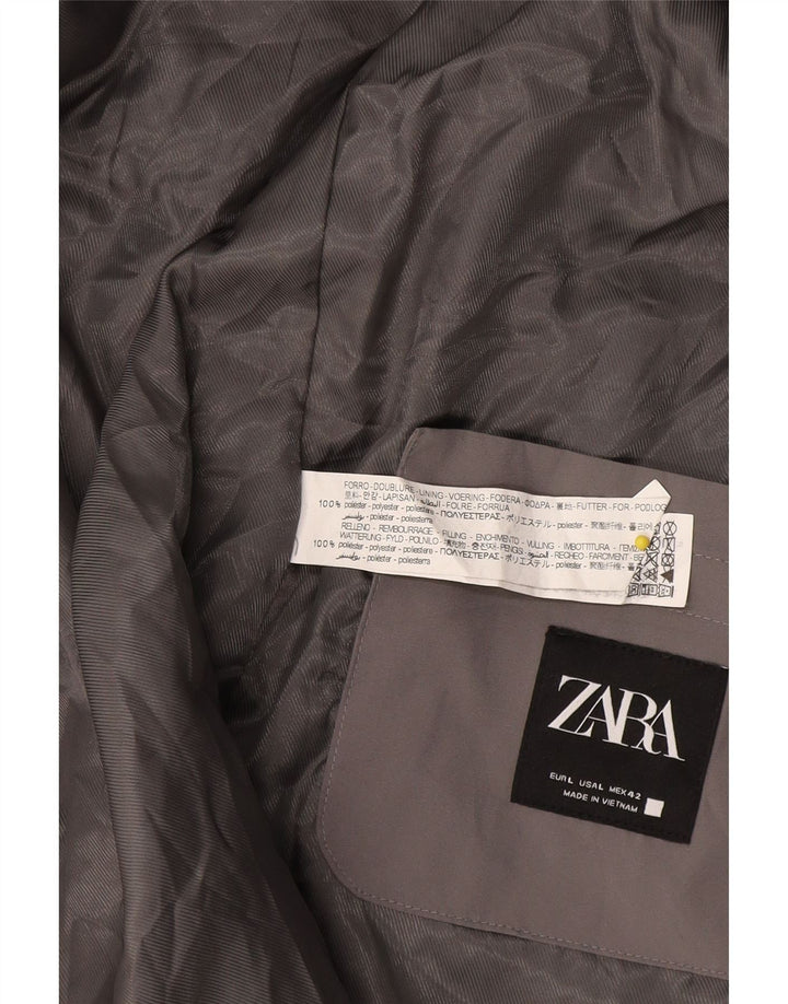 Zara Mens Gilet UK 40 Grande Poliéster Gris