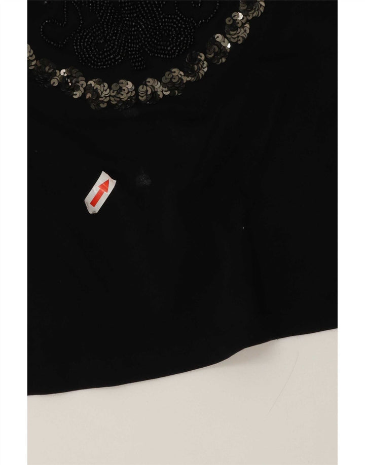Diesel Mujer Top Gráfico Manga Larga UK 8 Small Algodón Negro