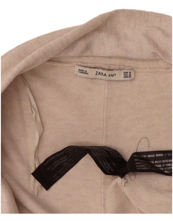 Zara Mujer Cárdigan Abierto Suéter UK 44 Viscosa Beige Medio