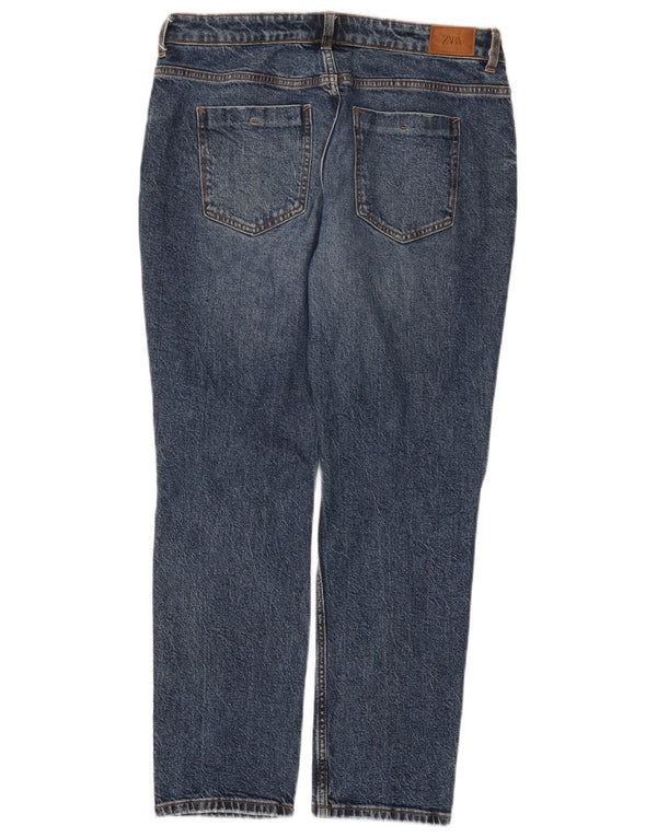 Zara Jeans rectos desgastados para mujer EU 40 Medium W30 L28 Algodón azul